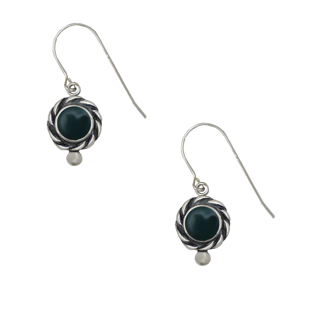 Sterling Silver Petite Bloodstone Gemstone Drop Dangle Earrings